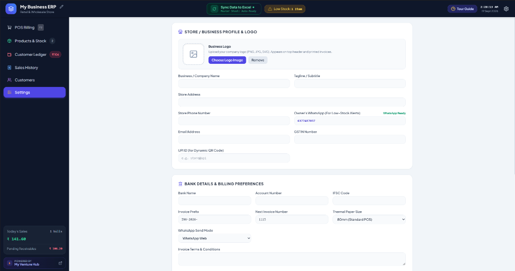 Store Profile & Settings